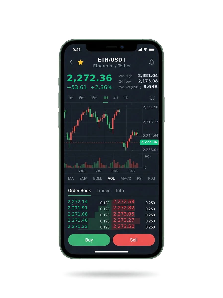 The same portfolio view on a phone screen